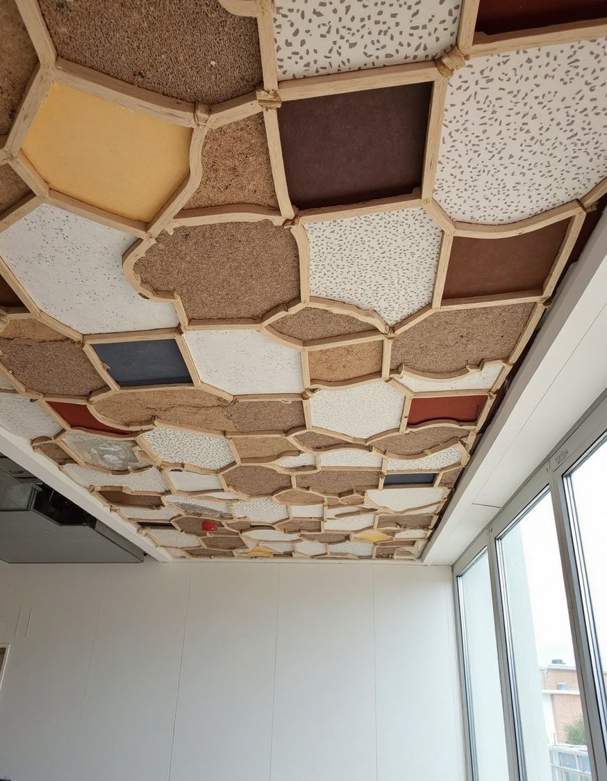 Innovative contemporary ceiling design - Hexagonal Contemporary Ceiling Design: Unique Texture - Modern hexagonal ceiling: a stunning geometric design. I...