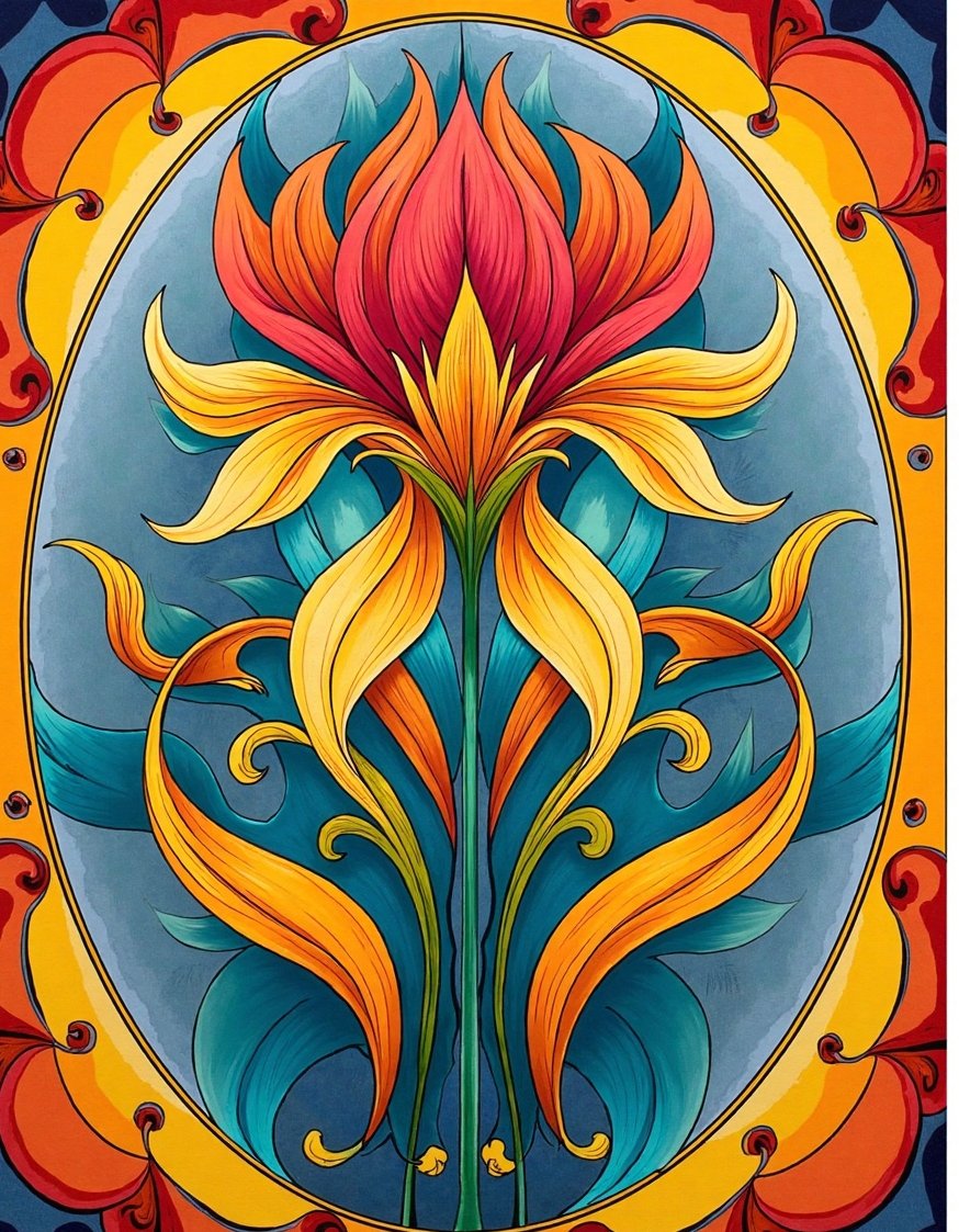 flower wall art ideas - Art Nouveau Floral Wall Paint Design - Add a touch of Art Nouveau elegance to...