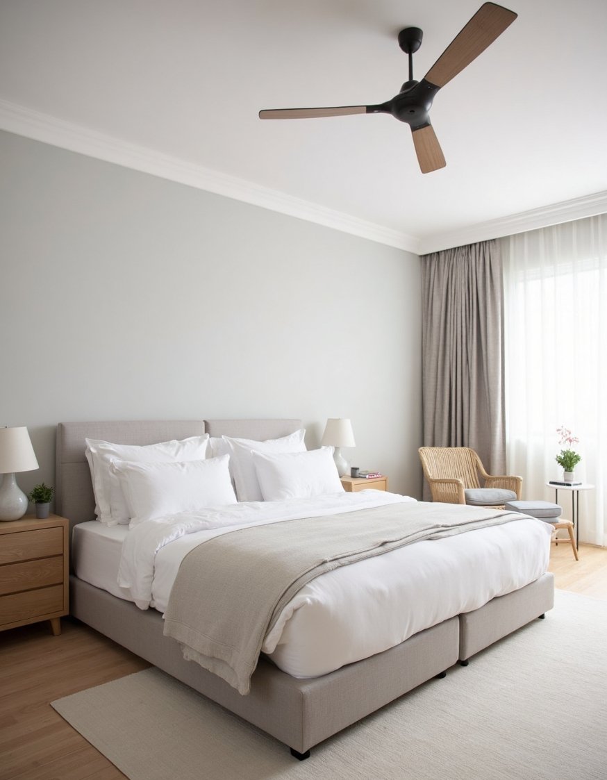 warm bedroom colors ideas - Calming Scandinavian Warm Bedroom: Grey & White - Calming bedroom ideas? This Scandinavian-inspired bedroom is serene....