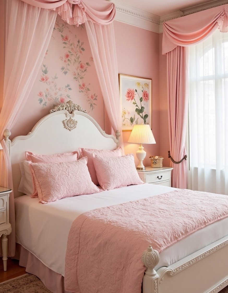 warm bedroom colors ideas - Blush Pink Parisian Bedroom: Romantic Color Scheme - Design a romantic Parisian bedroom. Soft blush pink...