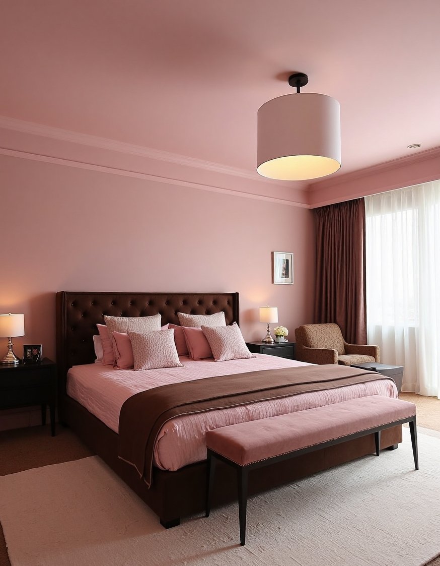 warm bedroom colors ideas - Mauve & Chocolate: Modern Warm Bedroom Design - Sophisticated and modern, this bedroom uses a mocha...