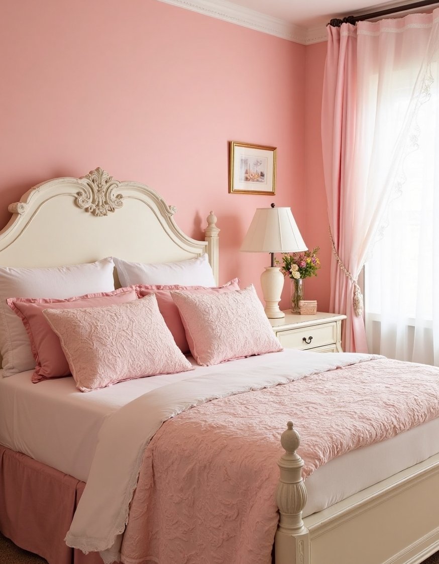 warm bedroom colors ideas - Soft Pink Shabby Chic Bedroom: Calming Master Suite - Searching for shabby chic bedroom ideas? This soft...