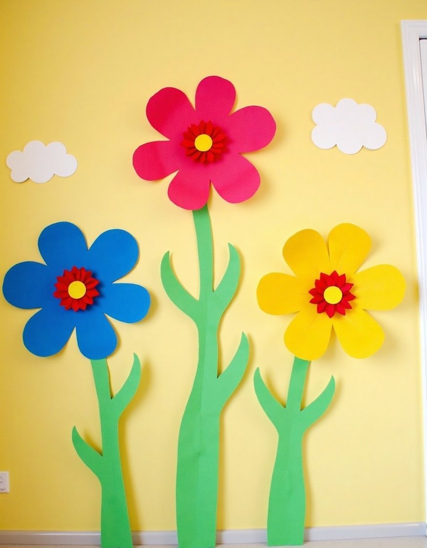 flower wall art ideas - Colorful Paper Flower Wall for Kids' Rooms - Bring joy to your child's room with this...