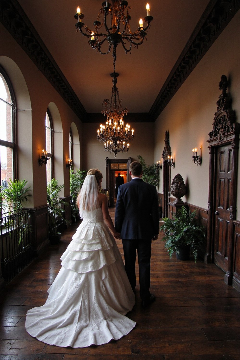 Moody Romantic Wedding Decor - Gothic Wedding Ballroom: Dark, Dramatic & Romantic - Gothic wedding inspiration: Arched ceilings, dark wood floors,...
