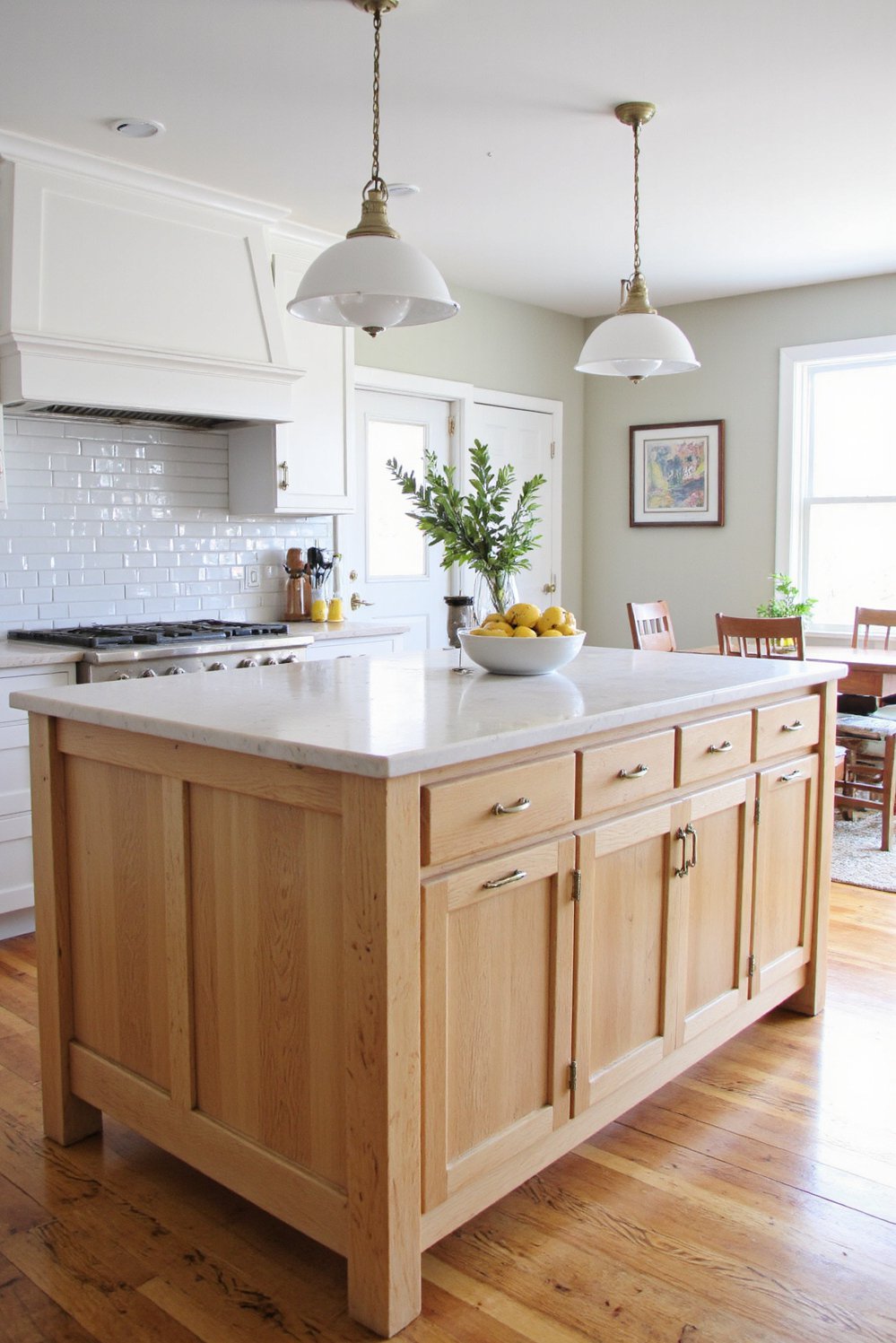 Wood kitchen island ideas - Large Maple Farmhouse Island: Bright Kitchen Design - Large maple wood kitchen island: bright and airy!...