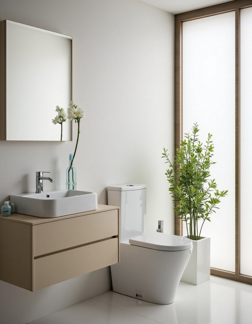 Minimalist bathroom ideas - Minimalist Small Bathroom: Vessel Sink Vanity Design - Small minimalist bathroom ideas. I love the clean...