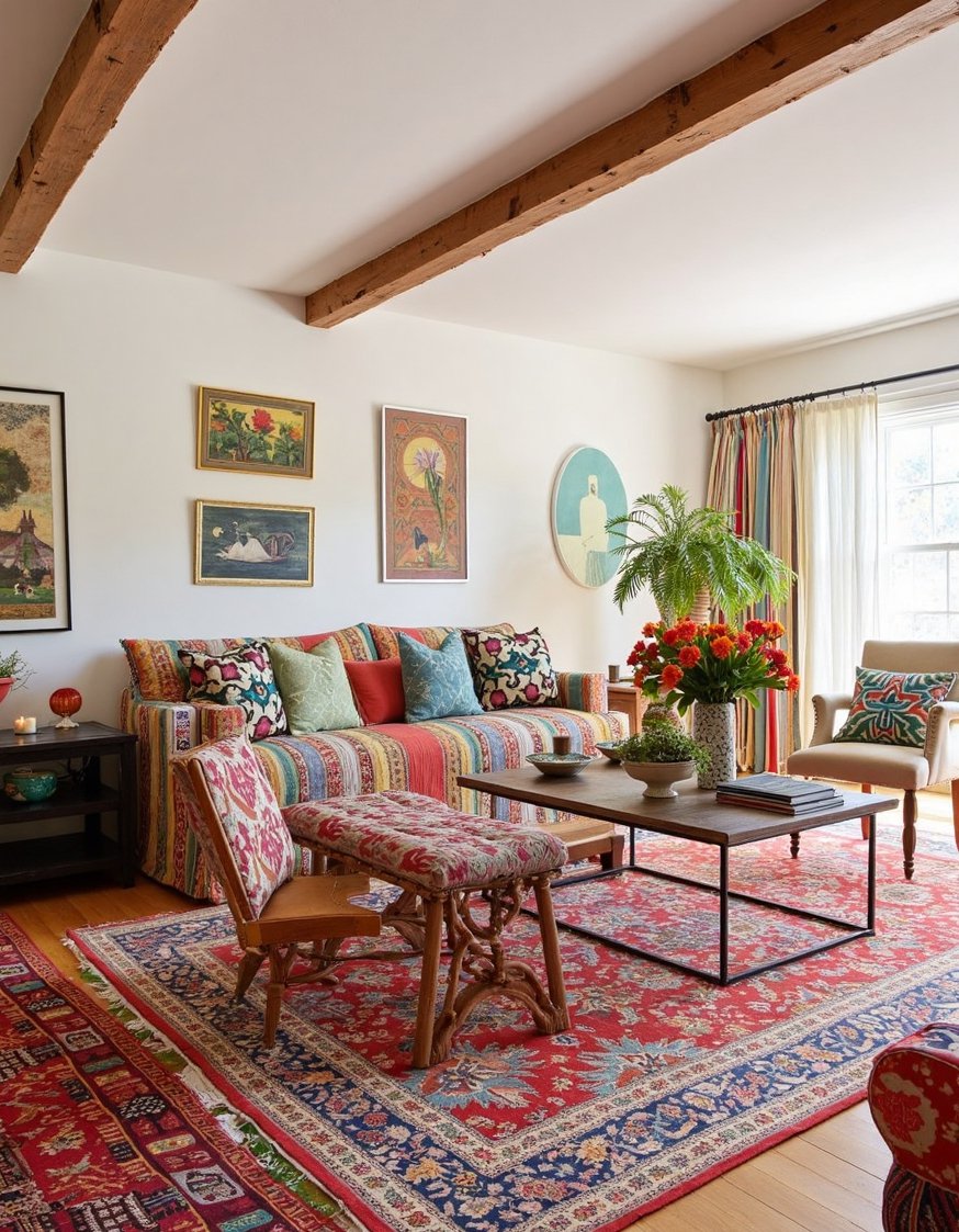transitional living room ideas - Bohemian Transitional Living Room: Global Eclectic Decor - Transitional living room design: eclectic bohemian style. Global...