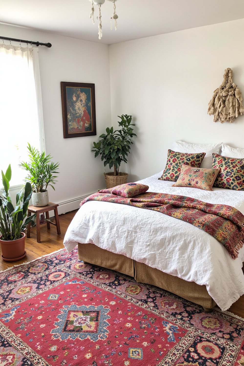 White bedroom decor ideas - Bohemian White Bedroom: Colorful Textiles & Plants - Bohemian white bedroom ideas: Create a relaxed and...