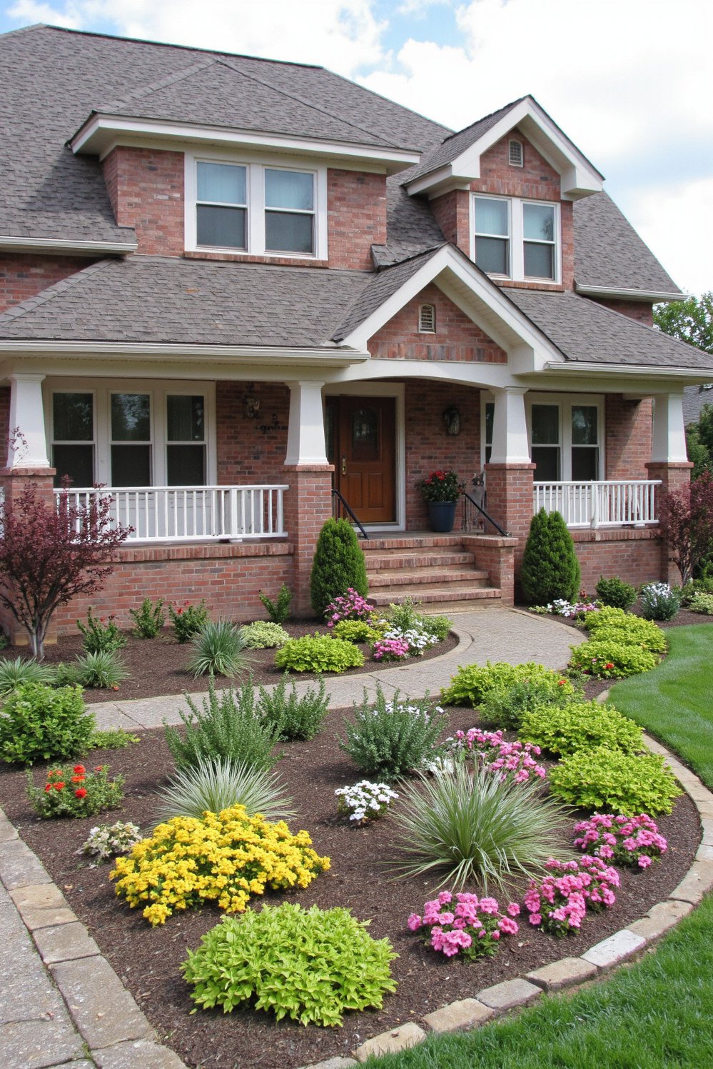 front entry landscaping - Bold Front Yard Design: Striking Color & Plants - Make a statement with this bold front yard...