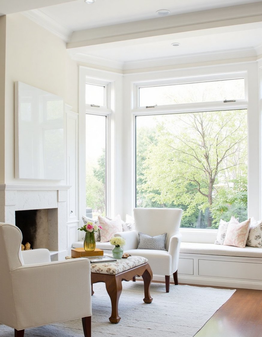 transitional living room ideas - Bright White Transitional Living Room with Elegant Accents - This bright, airy living room is pure serenity....