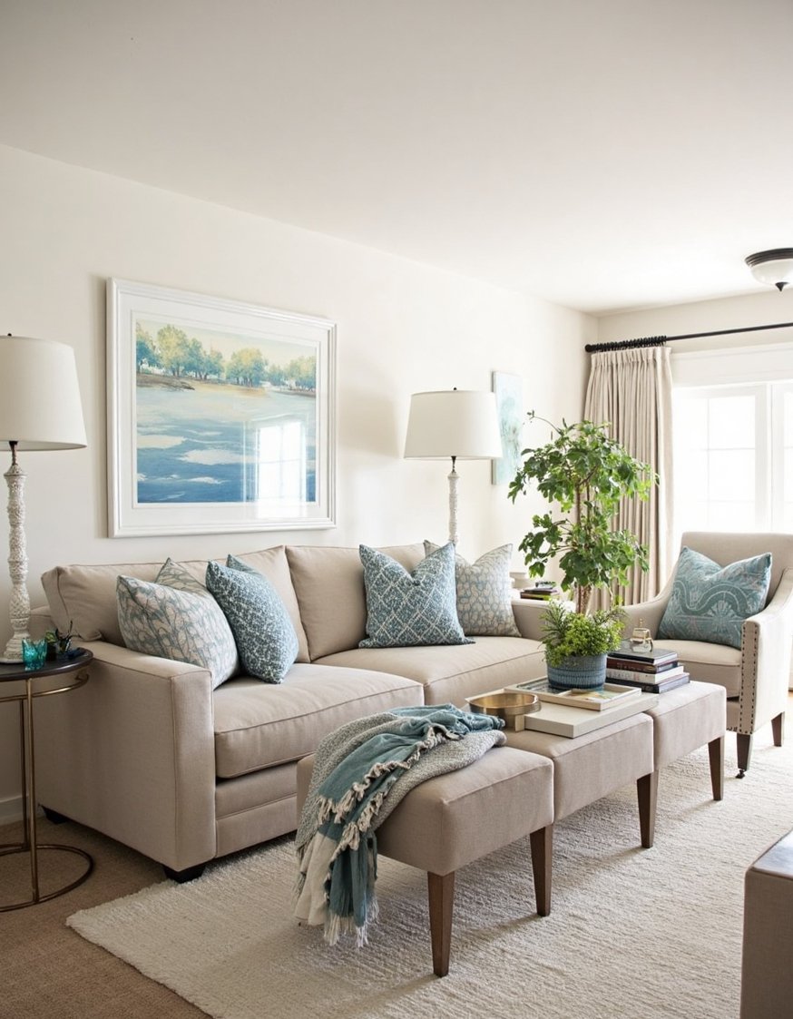 transitional living room ideas - Relaxed & Casual Transitional Living Room Design - Relaxed transitional living room: Comfort and style combined....