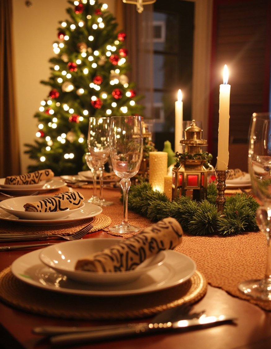 Dinner party tablescape - Festive Christmas Dinner Party Tablescape - Christmas dinner table setting ideas. This tablescape is...