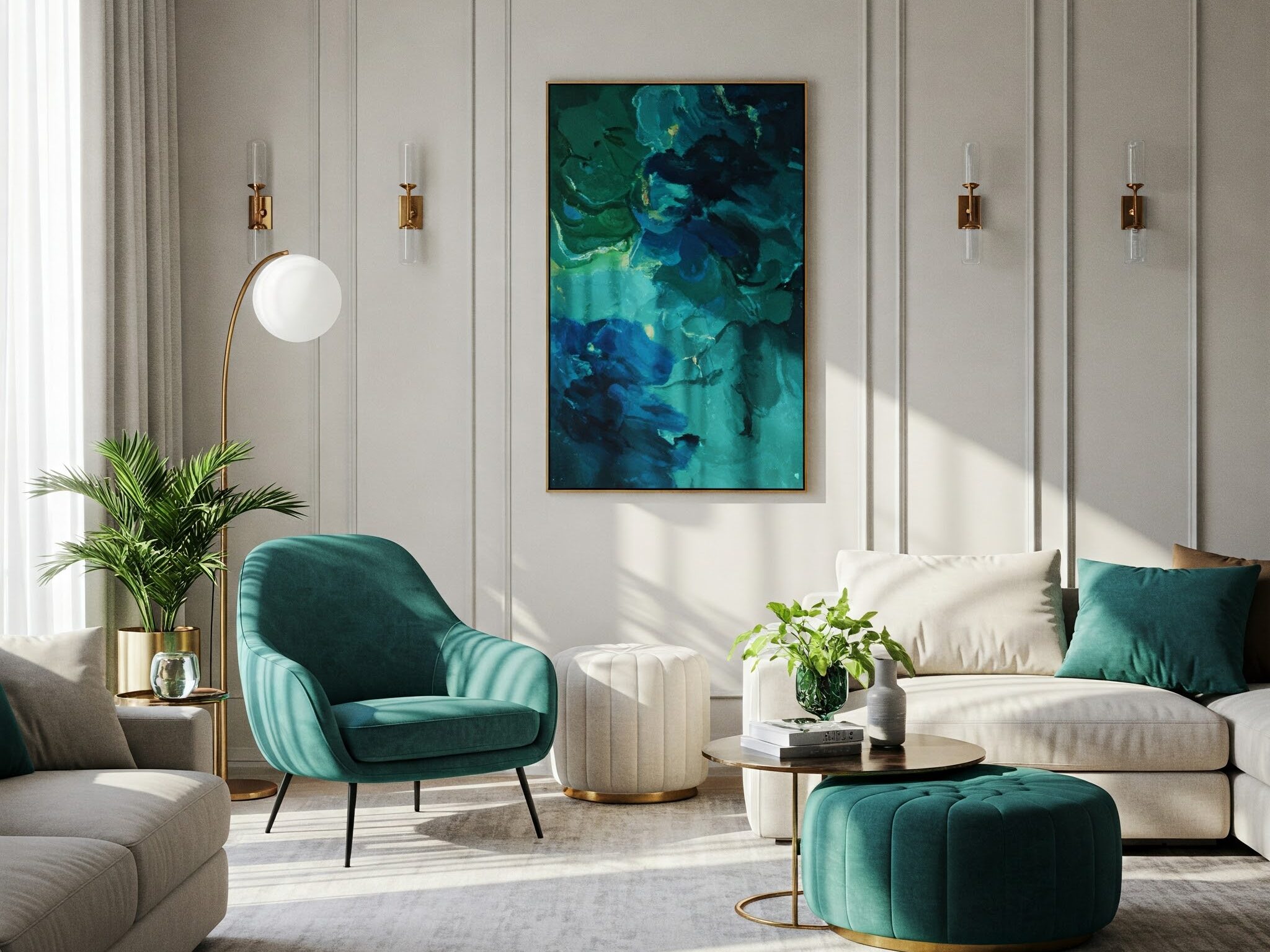neutral and green color palette