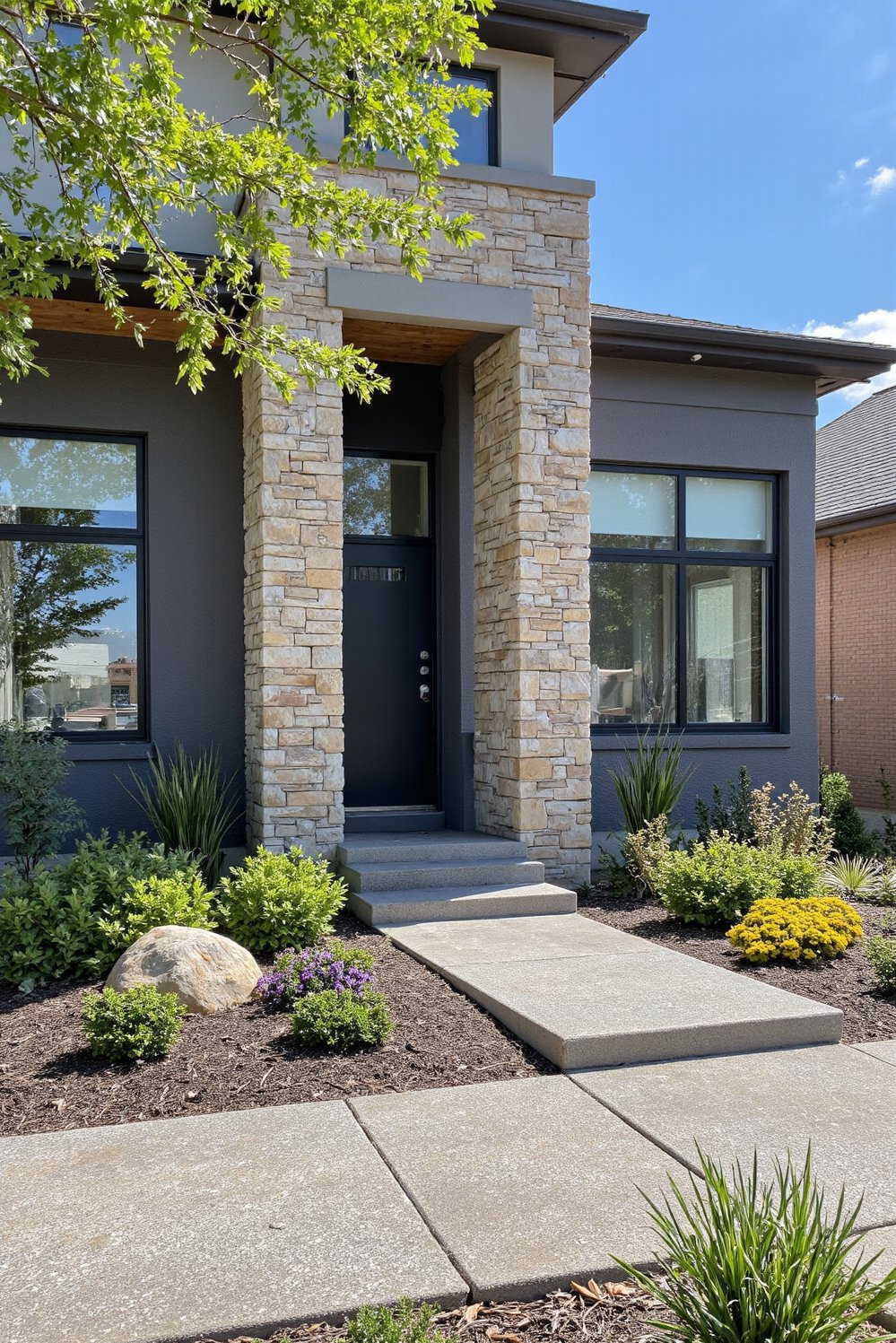 front entry landscaping - Modern Front Yard Design: Sophisticated Textures & Lines - Modern front yard landscaping at its finest! This...