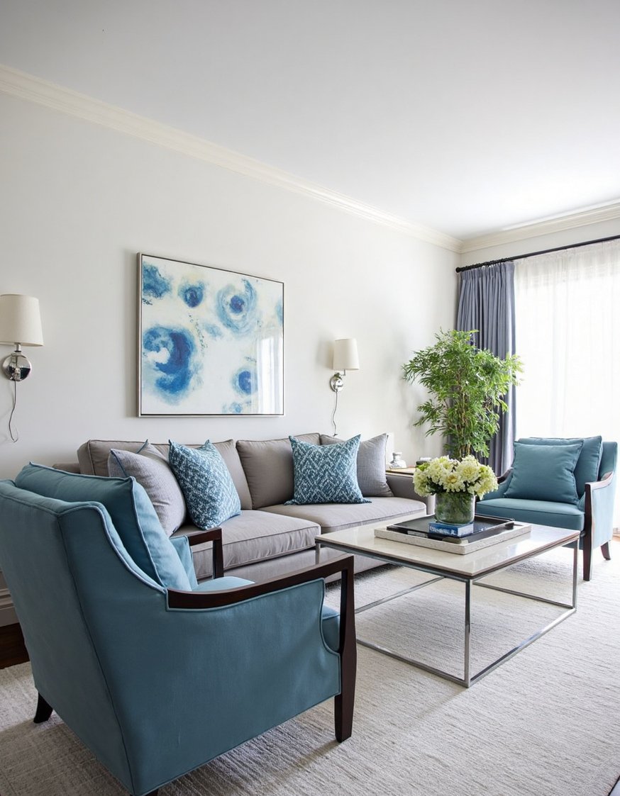 transitional living room ideas - Cool Tone Transitional Living Room: Calm & Sophisticated - Create a calm and sophisticated living room with...