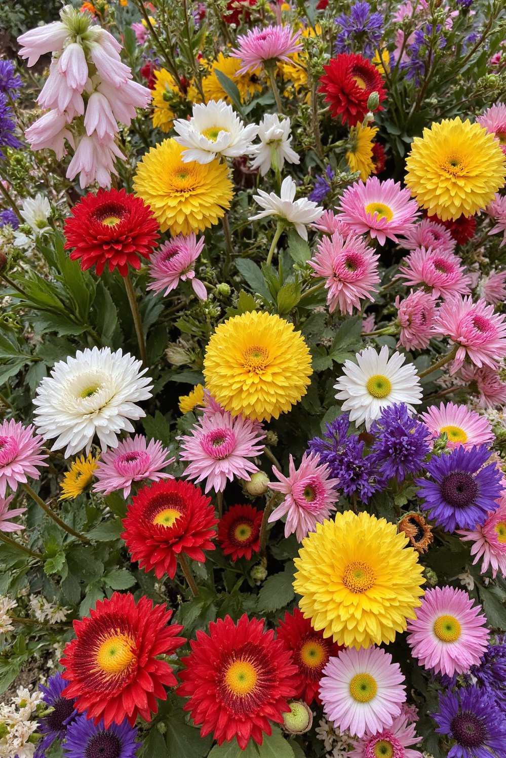 chaos gardening ideas - Intricate Chaos Flower Garden: A Colorful Close-Up - Up close and personal with a chaos flower...