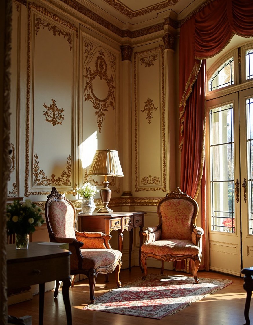 Rococo design - Light and Shadow in a Rococo Interior - Light and shadow define this Rococo interior. Ornate...