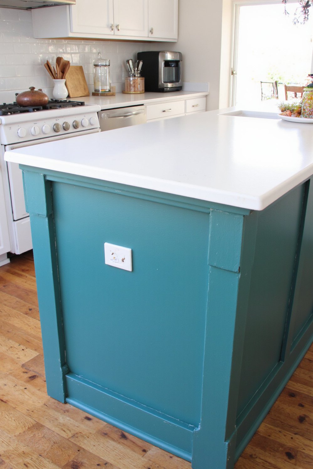 Wood kitchen island ideas - Teal Farmhouse Island: Bold Kitchen Decor Idea - This teal farmhouse kitchen island is a statement...