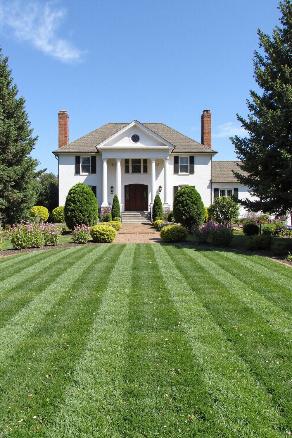front entry landscaping - Elegant Front Yard Design: Manicured Lawn & Grand Entrance - Create curb appeal with a formal front yard...