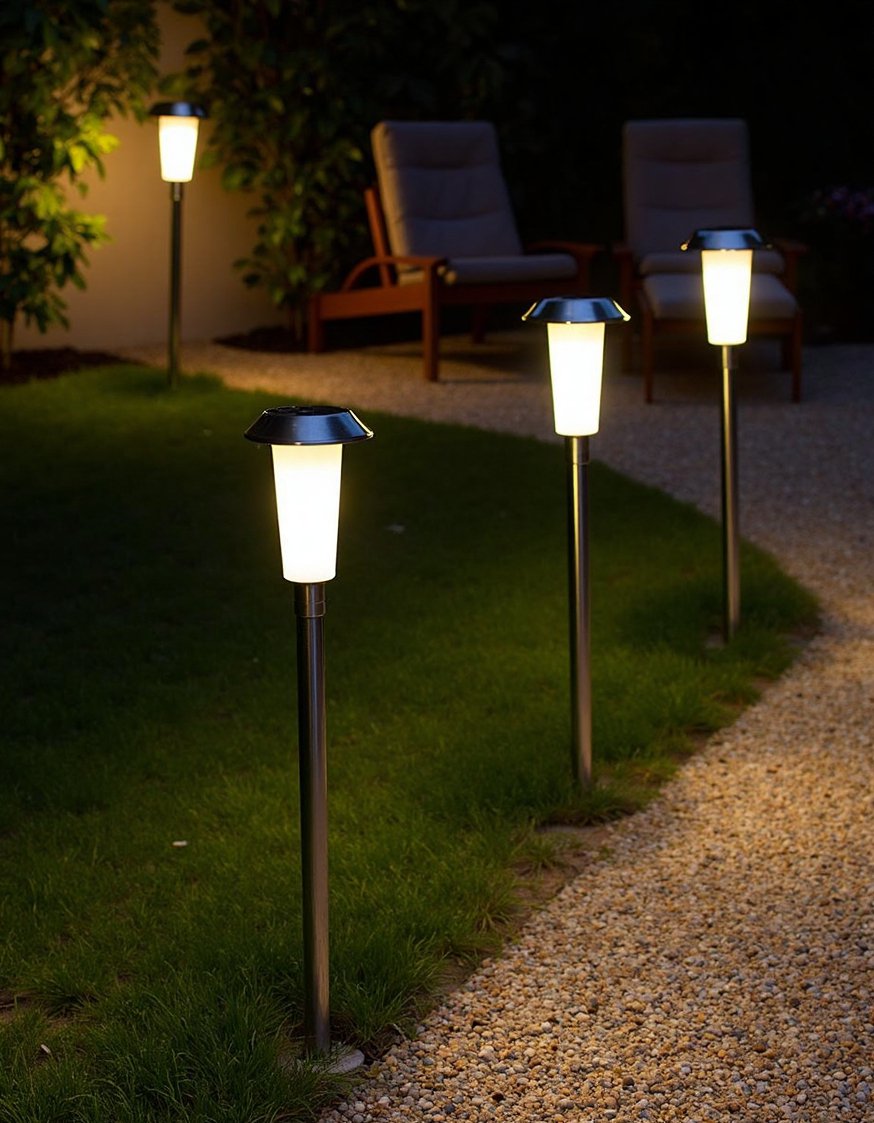 garden decor lights ideas - Solar Pathway Lights & Patio Lighting Ideas - Solar pathway lighting creates a magical ambiance. I...