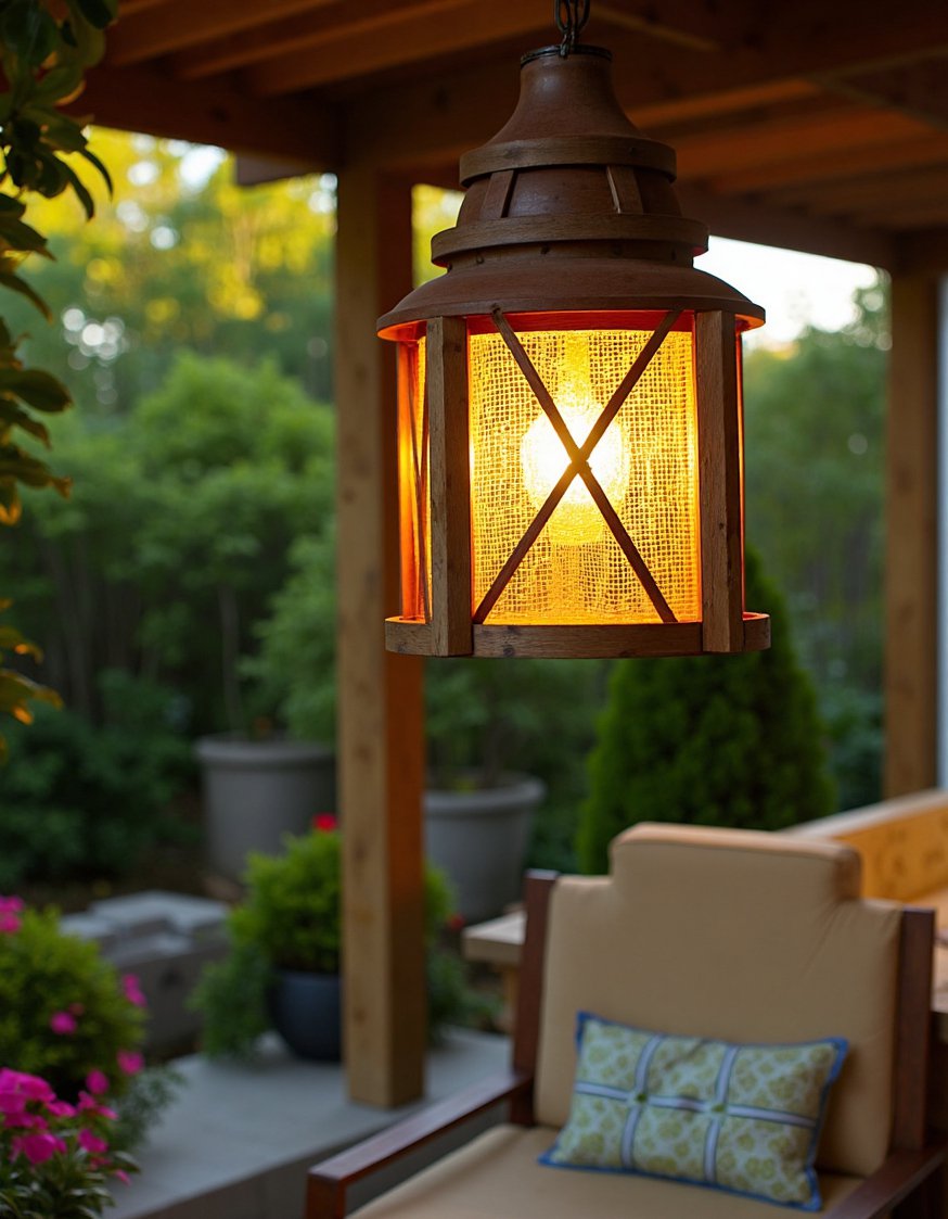 garden decor lights ideas - Cozy Garden Seating with Recycled Lantern Lights - Create a magical garden retreat with this charming...