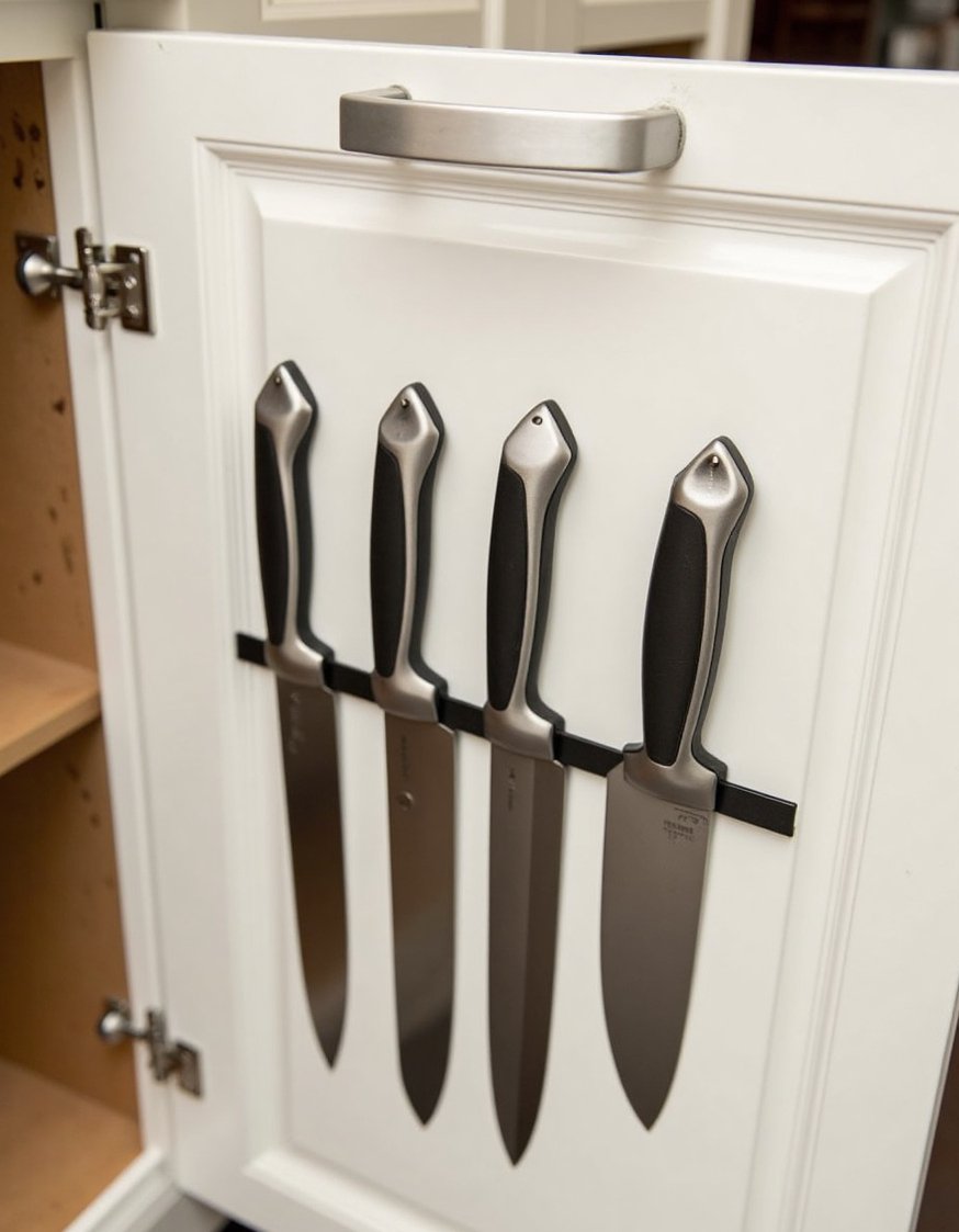 Kitchen cabinet organizers ideas - Magnetic Knife Strips & Clever Kitchen Cabinet Organization - Magnetic knife strips: a space-saving solution for kitchen...
