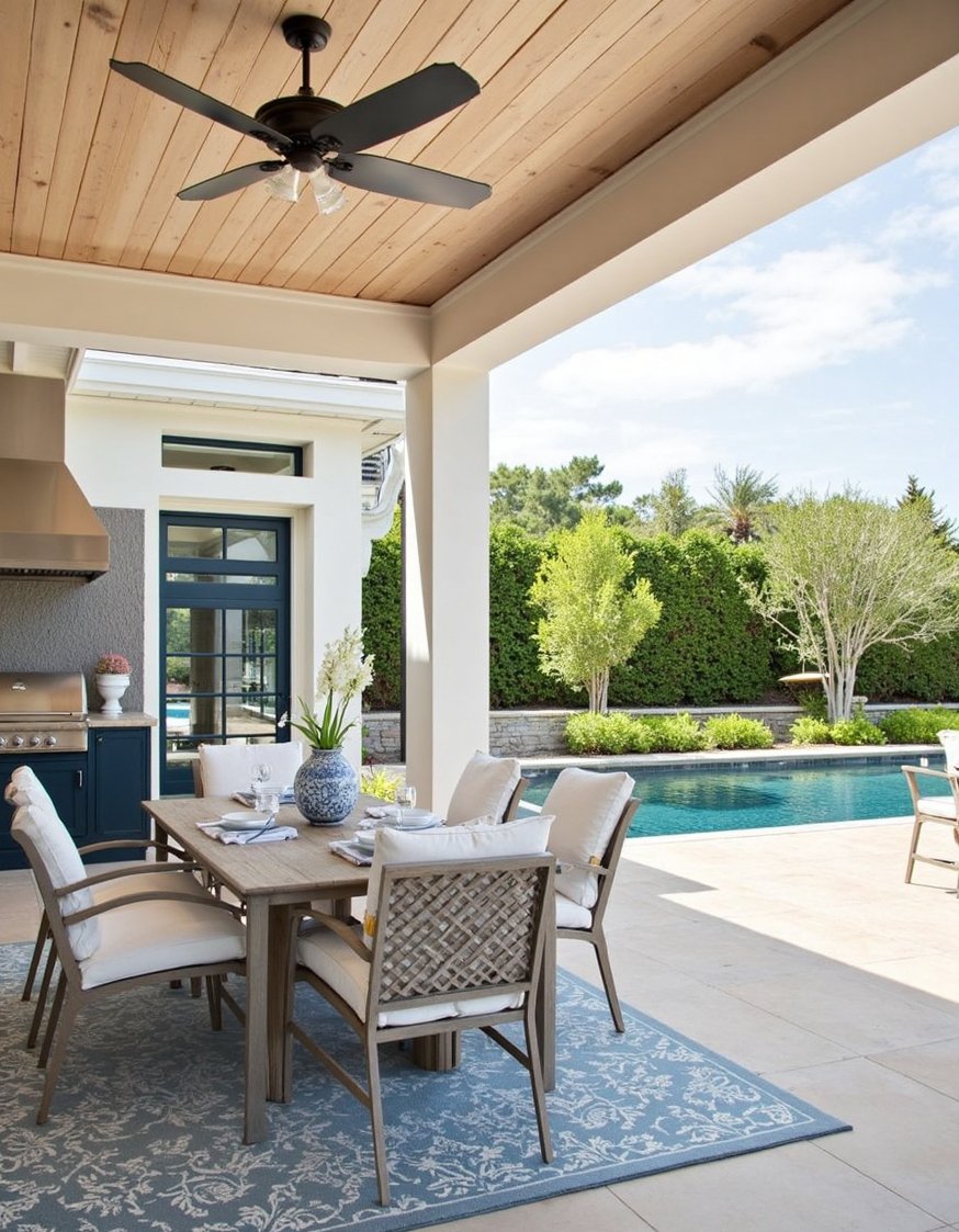 beach hosue patio ideas - Luxurious Beach House Patio with Outdoor Kitchen - Beach house patio perfection! This outdoor space boasts...