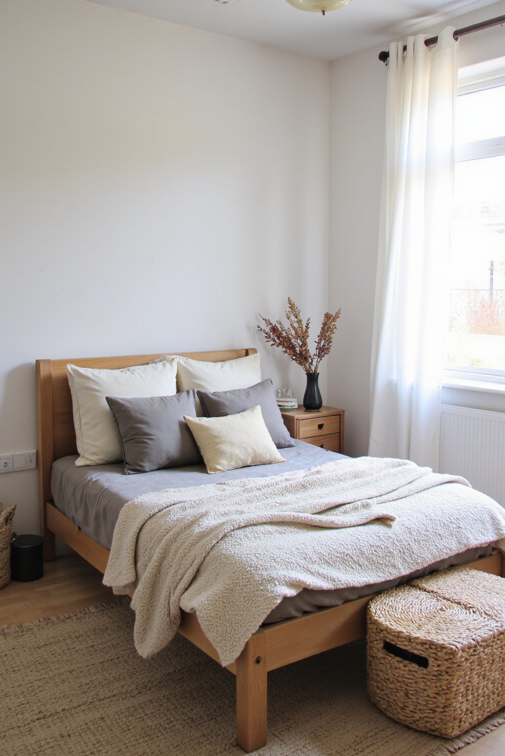 Tips for minimalist bedroom decoration - Cozy Fall Minimalist Bedroom: Muted Colors & Textures - Cozy minimalist bedroom ideas for fall. Muted colors...