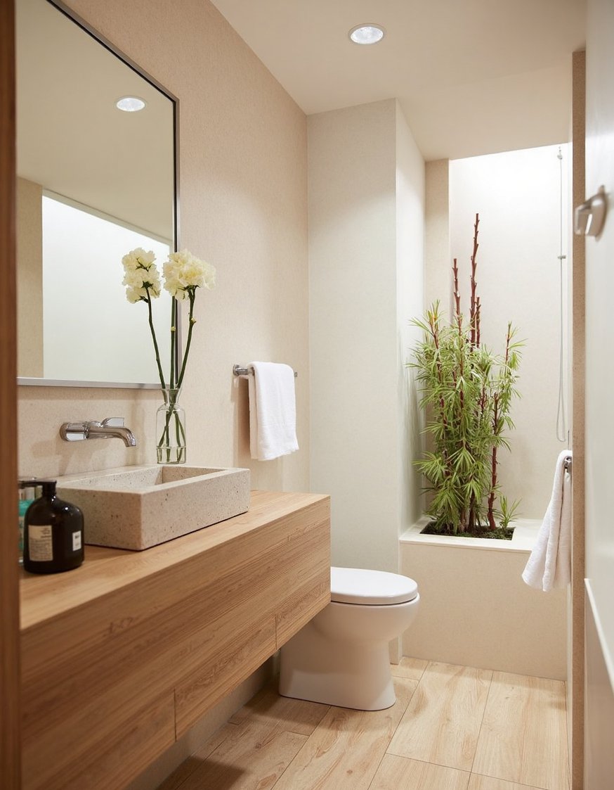 Minimalist bathroom ideas - Spa-Like Minimalist Bathroom: Natural Materials - This minimalist bathroom is all about natural materials....