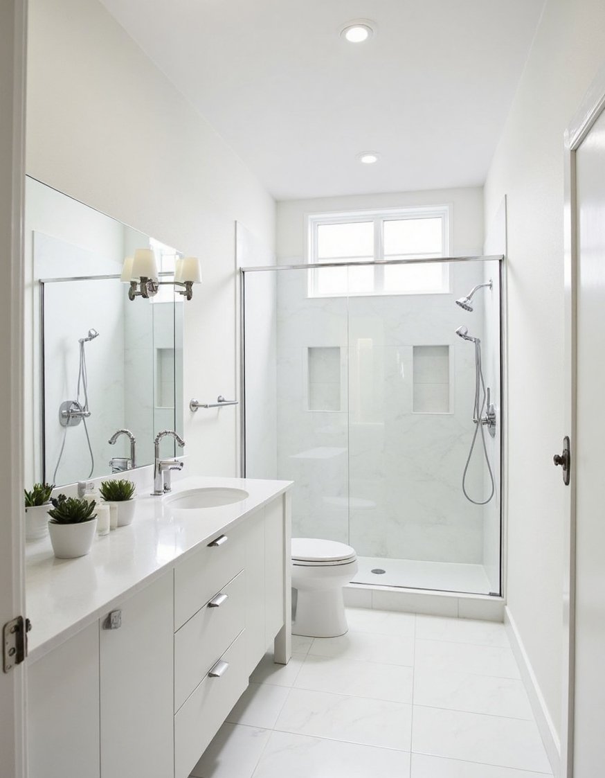 bathroom shower tile ideas - Modern Bathroom Redesign: Glossy White Porcelain Tiles - Modern bathroom shower tile ideas: large format, glossy...
