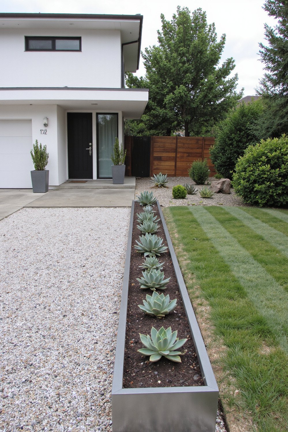 front entry landscaping - Modern Minimalist Front Yard: Sleek Landscaping Design - This modern front yard landscaping design is all...