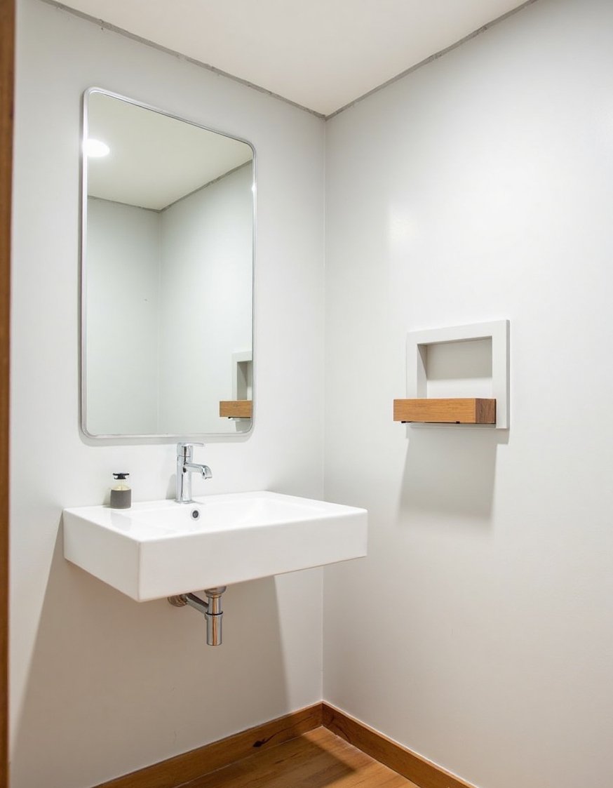 Minimalist bathroom ideas - Japandi Minimalist Small Bathroom: Light & Airy - Small minimalist bathroom ideas: A sleek white floating...