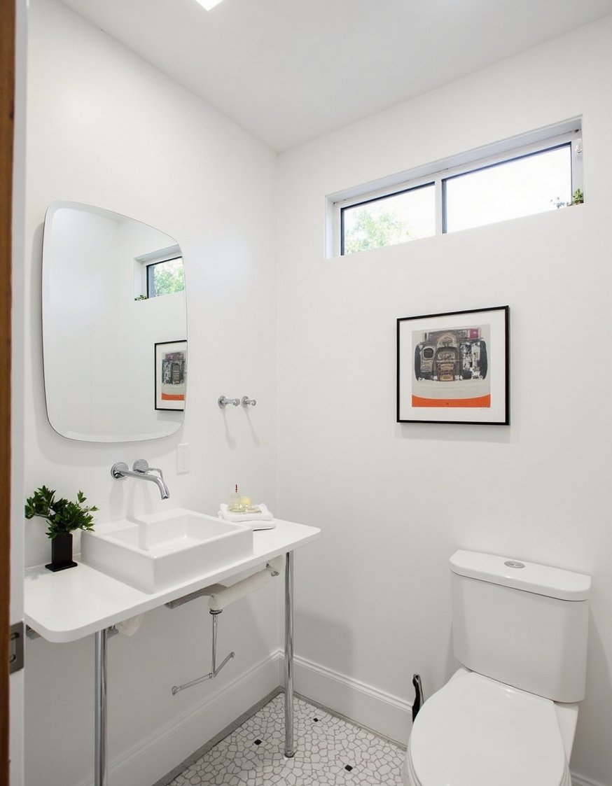 Minimalist bathroom ideas - Modern Minimalist Bathroom: Statement Art Focus - Modern minimalist bathroom design: a small space, maximized....