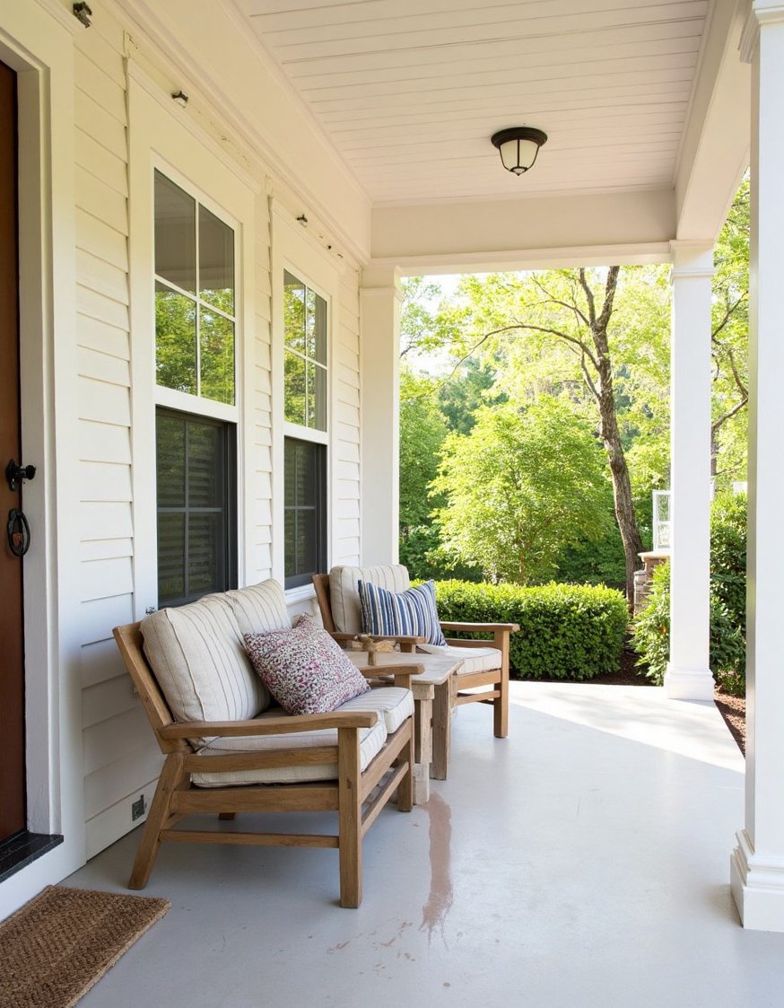Front porch paint ideas - Creamy White Farmhouse Porch Makeover - Creamy white paint makes this modern farmhouse porch...