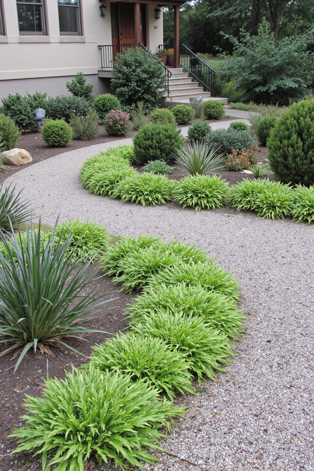 front entry landscaping - Naturalistic Front Entry Landscaping: Low-Maintenance & Eco-Friendly - This naturalistic front entry landscaping blends seamlessly with...