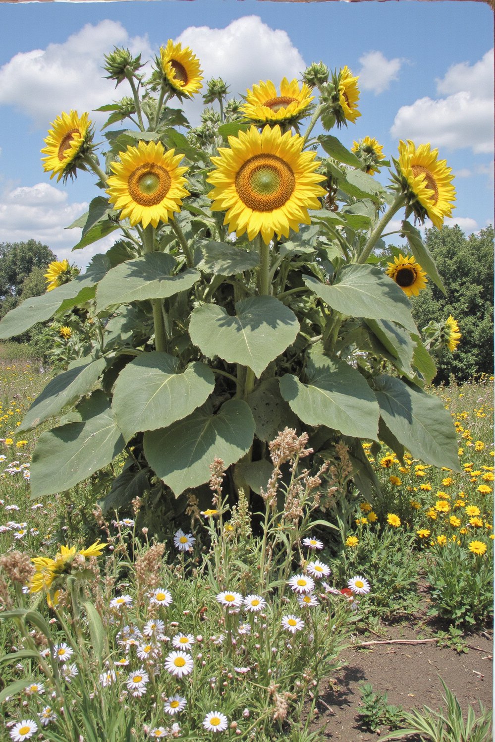 chaos gardening ideas - Overgrown Sunflowers: A Chaotic Summer Garden - This painting shows a late summer chaos garden...