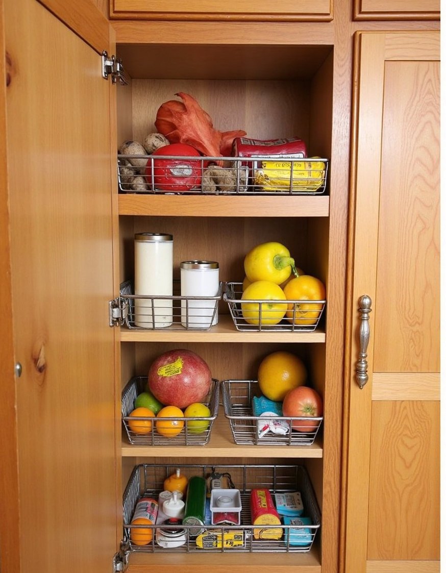 Kitchen cabinet organizers ideas - Organized Kitchen Cabinets: Simple Wire Basket Solutions - Maximize your kitchen storage with simple wire baskets!...