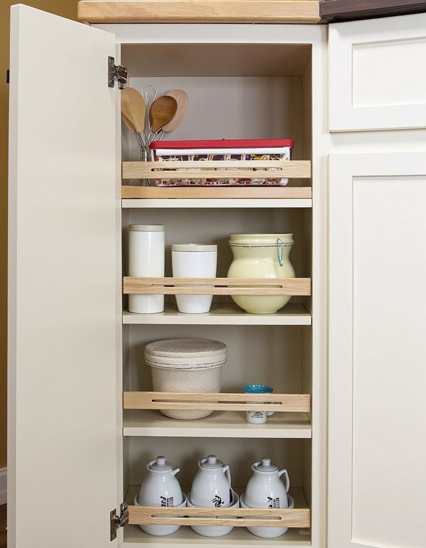 Kitchen cabinet organizers ideas - Deep Cabinet Organization: Maximize Vertical Space - Maximize your deep kitchen cabinets! This picture shows...