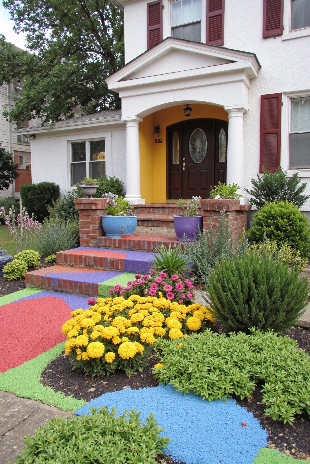 front entry landscaping - Bold Front Entry Landscaping: Playful & Unconventional Design - Create a stunning curb appeal with a playful...