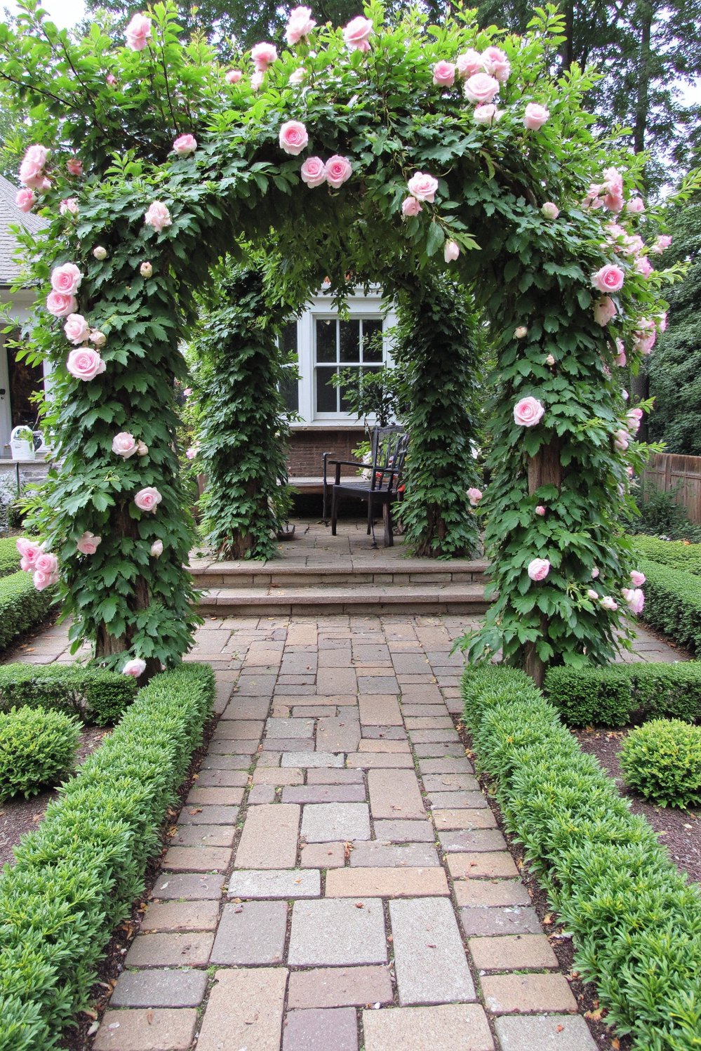 front entry landscaping - Romantic Front Yard Design: Climbing Roses & Arbor - Create a romantic front yard escape with climbing...