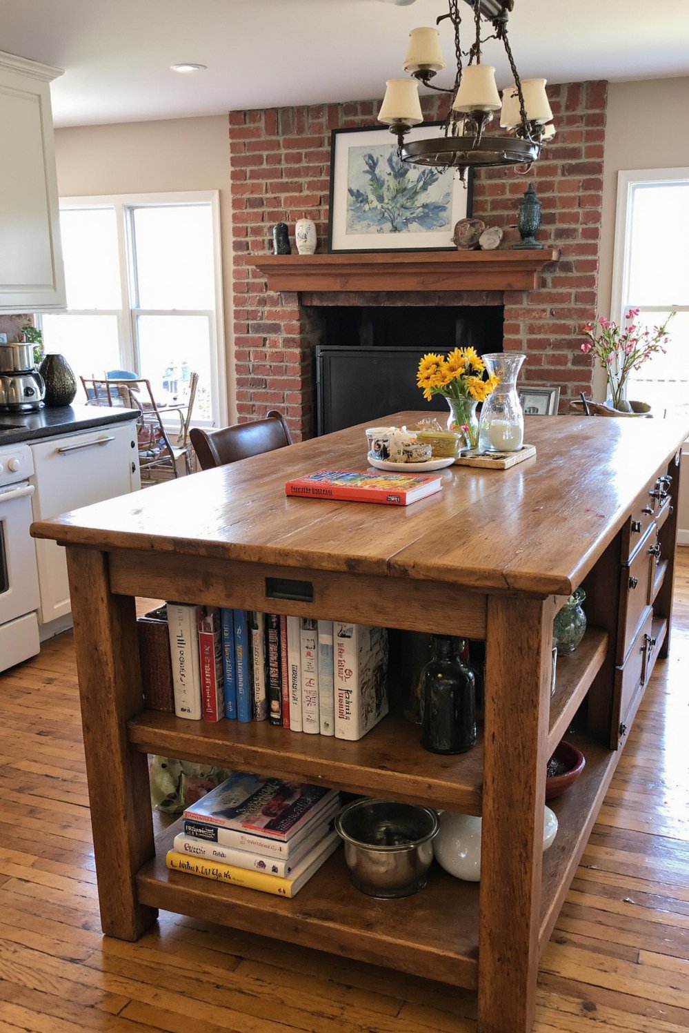 Wood kitchen island ideas - Rustic Kitchen Island with Open Shelving - Rustic kitchen island with open shelving – perfect...