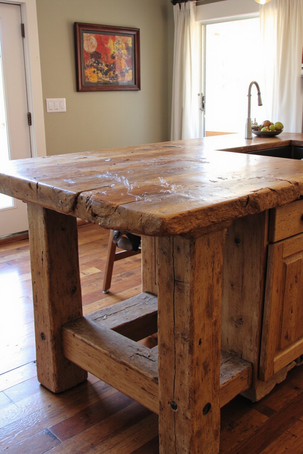 Wood kitchen island ideas - Live-Edge Slab Rustic Kitchen Island Design - This rustic kitchen island is stunning. The thick...