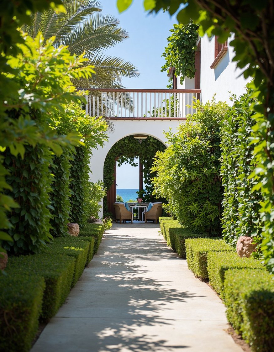 beach hosue patio ideas - Hidden Coastal Patio: Lush Beach House Retreat - Escape to this secluded coastal patio. Hidden amongst...