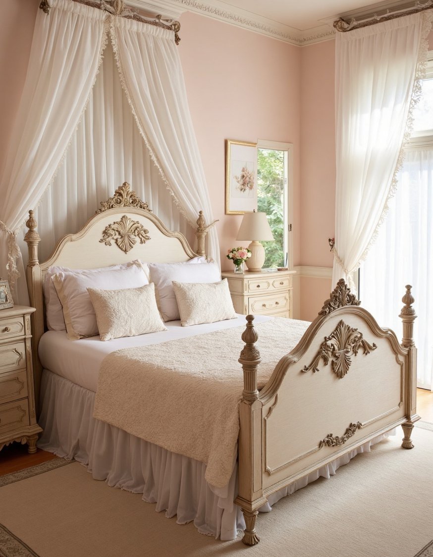 cherry bedroom ideas - Romantic Shabby Chic Cherry Wood Bedroom Decor - Create a dreamy shabby chic cherry bedroom. I...