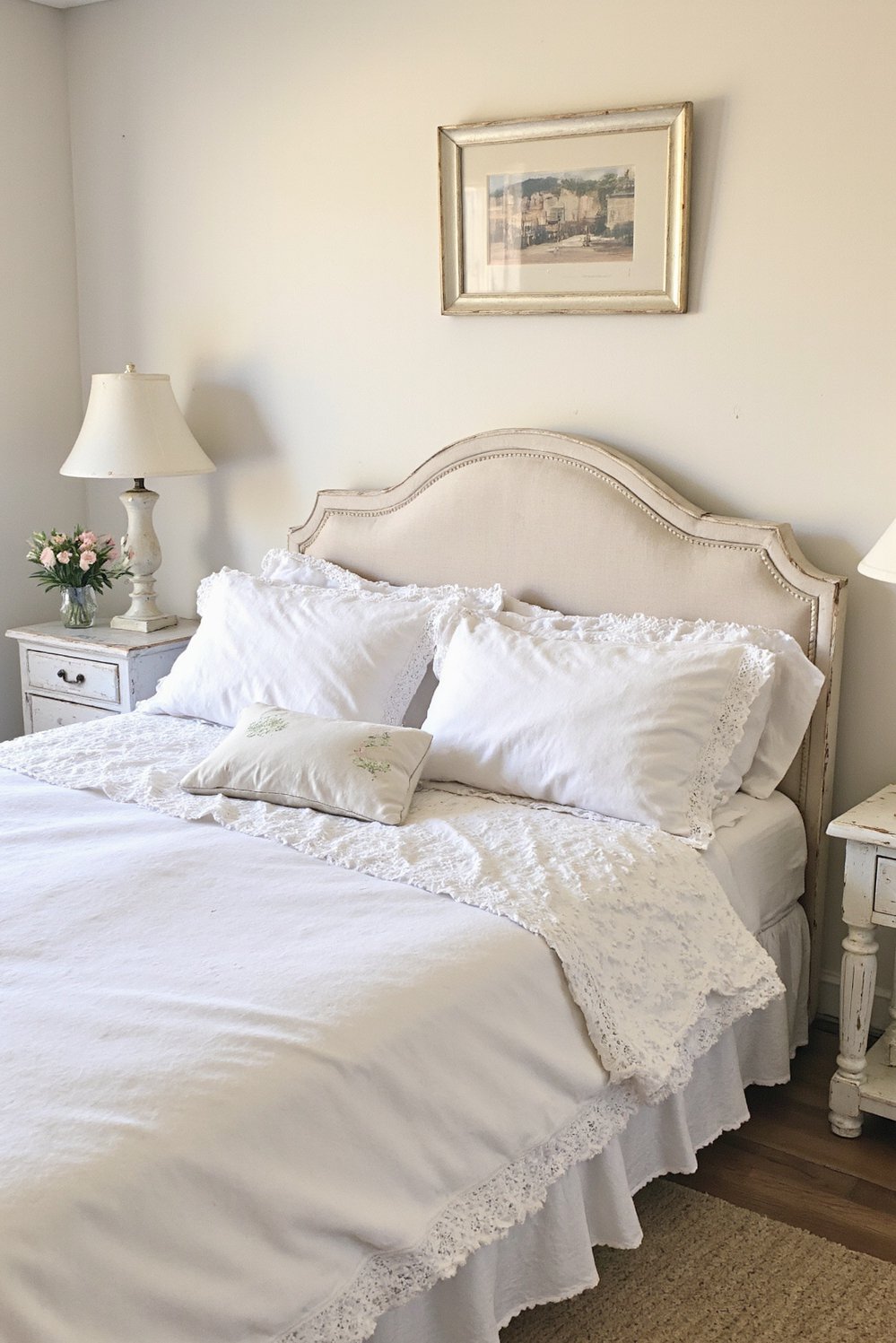 White bedroom decor ideas - Shabby Chic White Bedroom: Cozy & Elegant - This shabby chic white bedroom is charming and...
