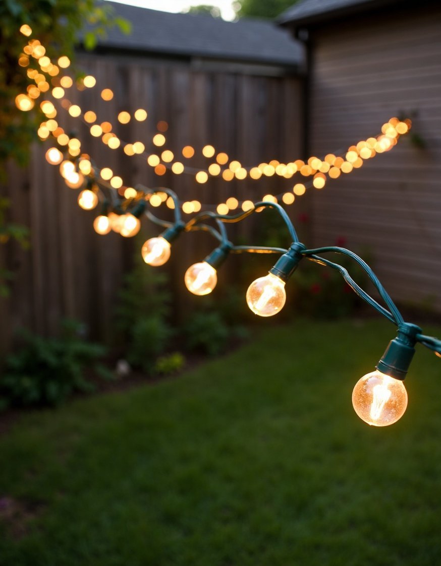 garden decor lights ideas - Rustic Backyard Lighting: DIY String Lights Ideas - Charming backyard lighting! I love the simple elegance...