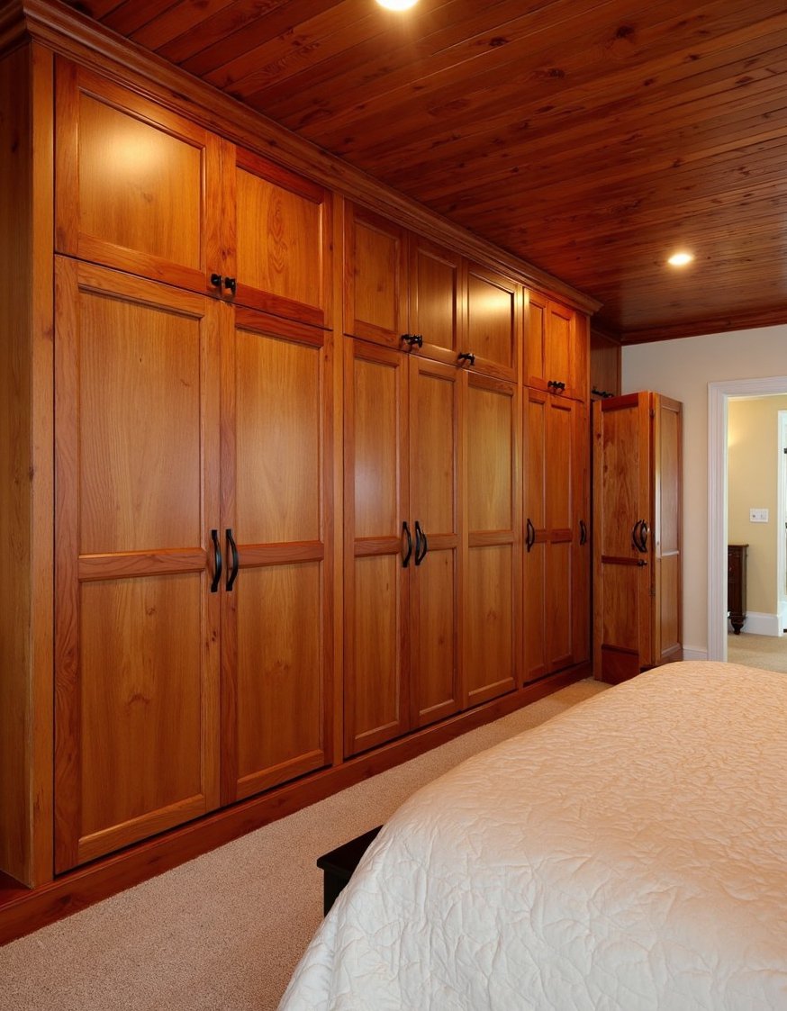 cherry bedroom ideas - Spacious Cherry Wood Bedroom with Walk-In Closet - This cherry wood bedroom is spacious and luxurious....