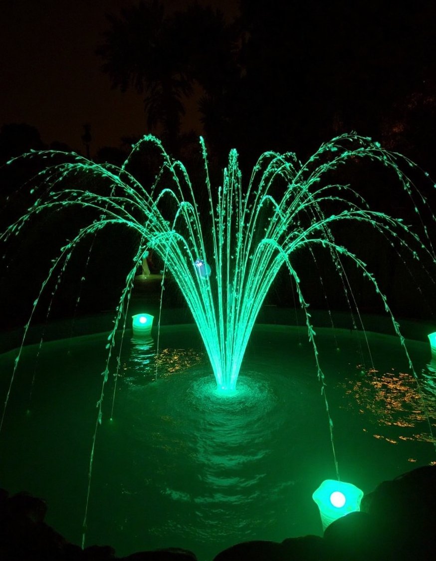 garden decor lights ideas - Magical Backyard Lighting: Shimmering Water Features - Magical underwater lights transform your pond or fountain...