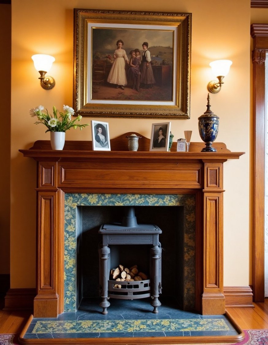 cherry bedroom ideas - Traditional Cherry Wood Bedroom with Fireplace Mantel - Cozy cherry bedroom ideas for a traditional feel....
