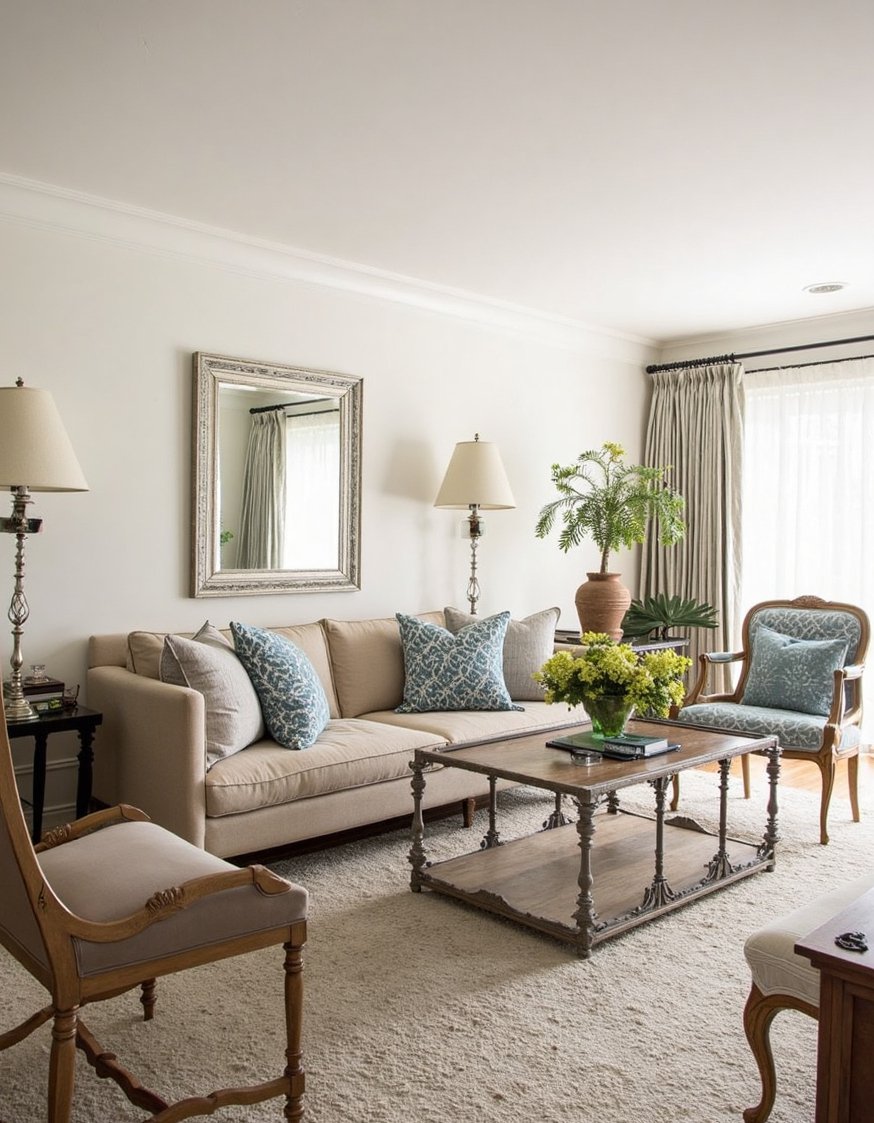 transitional living room ideas - Vintage Meets Modern: Transitional Living Room - Transitional living room design cleverly mixes old and...